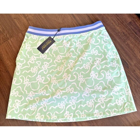 Ralph Lauren Women's bow print golf skort Skirt Stretchy with Pockets Green M - Picture 4 of 11